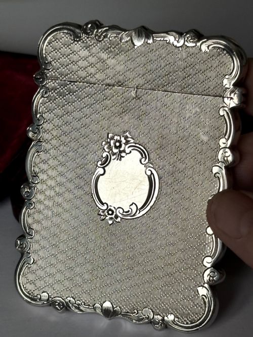 VICTORIAN SILVER CALLING CARD CASE CRONIN WHEELER BIRMINGHAM 1852 FITTED CASE - ADDITIONAL PHOTO 4