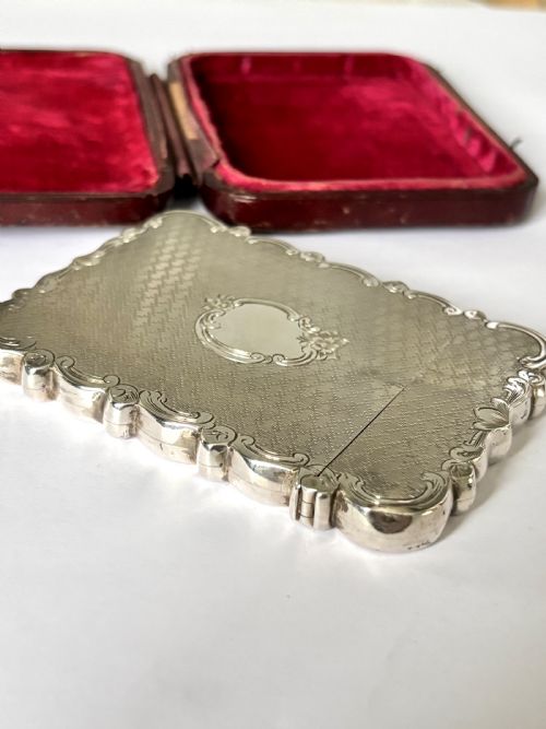 VICTORIAN SILVER CALLING CARD CASE CRONIN WHEELER BIRMINGHAM 1852 FITTED CASE - ADDITIONAL PHOTO 13