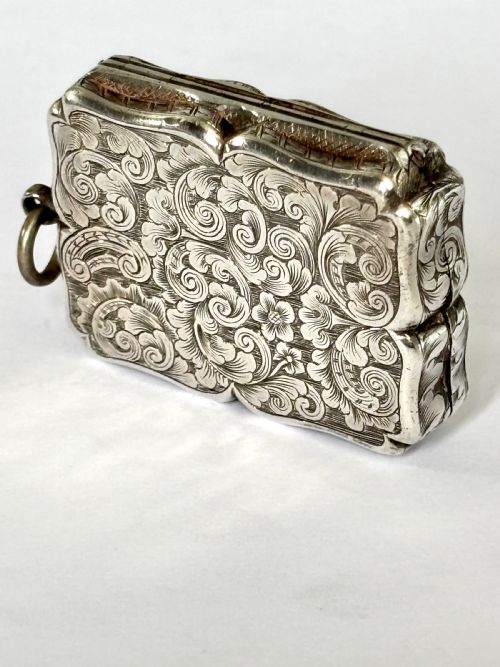 ANTIQUE SILVER GILT EARLY VICTORIAN VINAIGRETTE NATHANIEL MILLS BIRMINGHAM 1840 - ADDITIONAL PHOTO 6