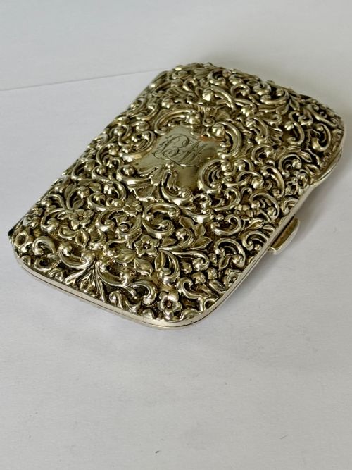 VICTORIAN REPOUSSE SILVER GILT CIGARETTE CHEROOT CASE HENRY MATTHEWS 1898 - ADDITIONAL PHOTO 2