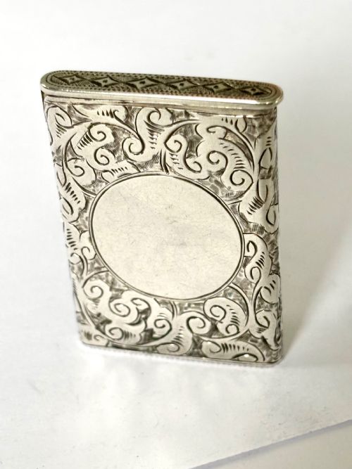 ANTIQUE VICTORIAN SILVER FLIP TOP VESTA CASE MATTHEW JOHN JESSOP LONDON 1886 - ADDITIONAL PHOTO 1