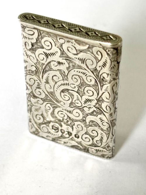 ANTIQUE VICTORIAN SILVER FLIP TOP VESTA CASE MATTHEW JOHN JESSOP LONDON 1886 - ADDITIONAL PHOTO 2