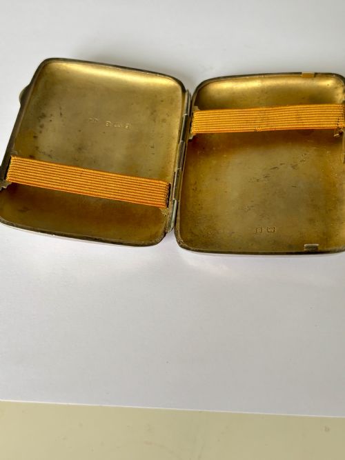 GEORGE V SILVER GILT CIGARETTE CHEROOT CASE JOSEPH GLOSTER BIRMINGHAM 1917 WWI - ADDITIONAL PHOTO 4