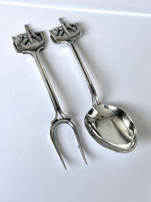 antique scottish iona silver spoon pickle fork gilmour watson glasgow 1913 - CATEGORY: ANTIQUE SILVER - DATED 1910
