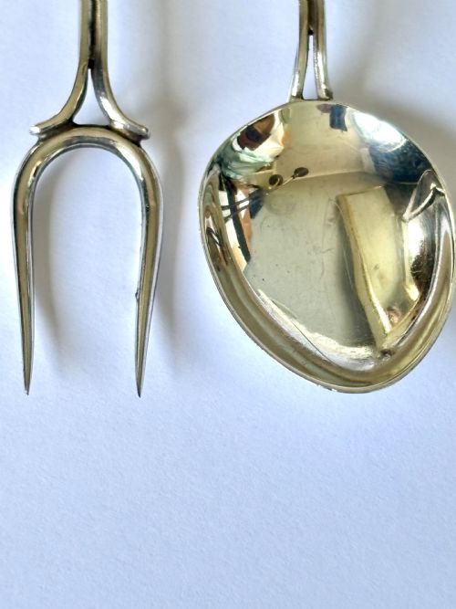 ANTIQUE SCOTTISH IONA SILVER SPOON PICKLE FORK GILMOUR WATSON GLASGOW 1913 - ADDITIONAL PHOTO 3