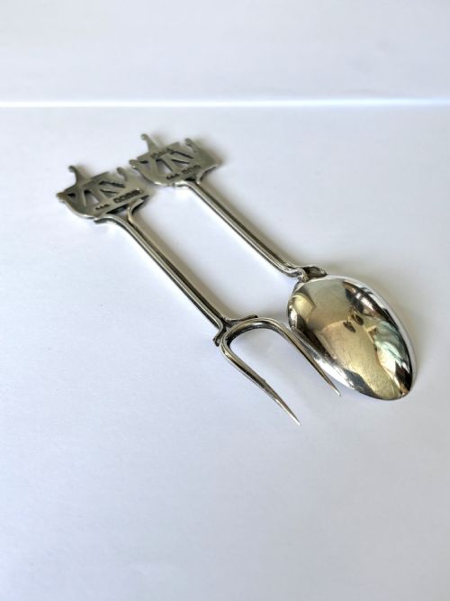 ANTIQUE SCOTTISH IONA SILVER SPOON PICKLE FORK GILMOUR WATSON GLASGOW 1913 - ADDITIONAL PHOTO 5