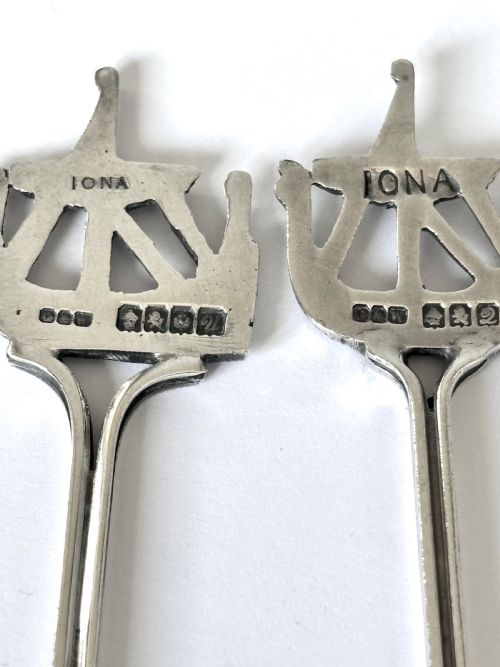 ANTIQUE SCOTTISH IONA SILVER SPOON PICKLE FORK GILMOUR WATSON GLASGOW 1913 - ADDITIONAL PHOTO 7