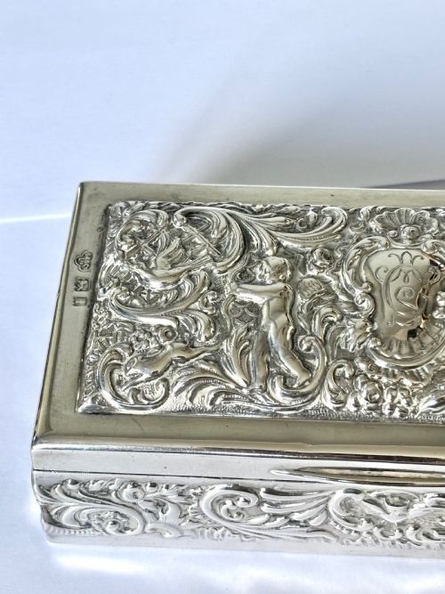 ANTIQUE SILVER DRESSING TABLE TRINKET BOX GOLDSMITHS SILVERSMITHS LONDON 1924 - ADDITIONAL PHOTO 9