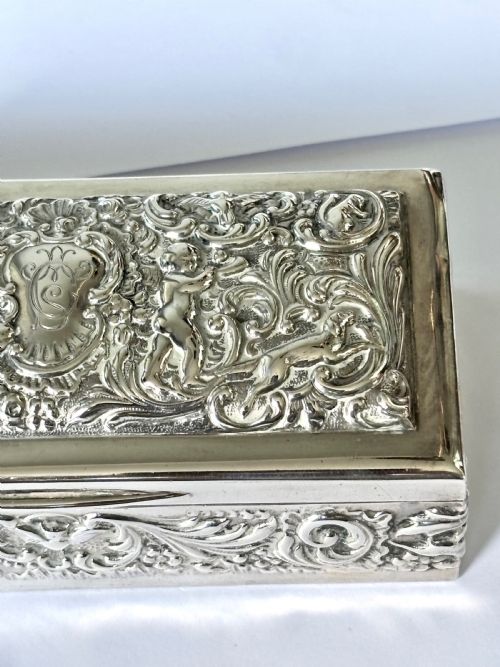 ANTIQUE SILVER DRESSING TABLE TRINKET BOX GOLDSMITHS SILVERSMITHS LONDON 1924 - ADDITIONAL PHOTO 10