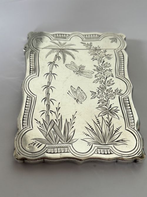 VICTORIAN AESTHETIC SILVER CALLING CARD CASE HILLIARD THOMASON 1882 - ADDITIONAL PHOTO 5