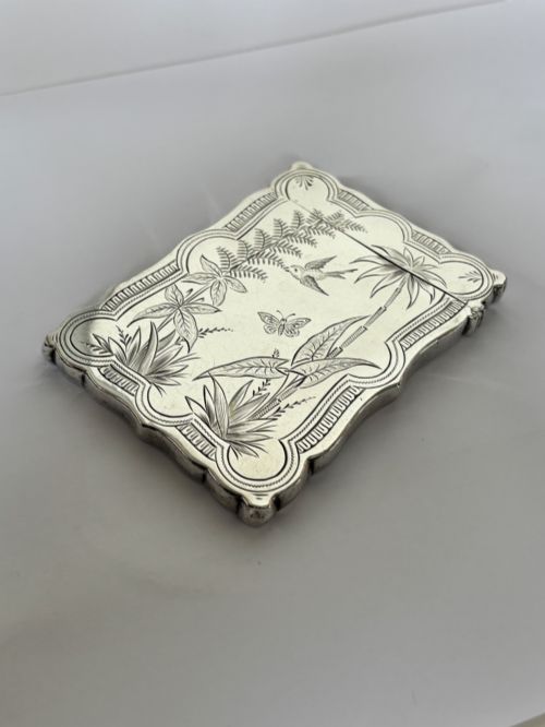 VICTORIAN AESTHETIC SILVER CALLING CARD CASE HILLIARD THOMASON 1882 - ADDITIONAL PHOTO 6