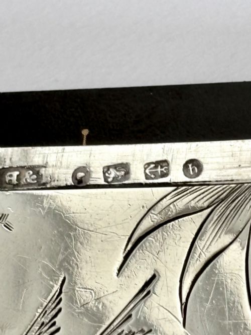 VICTORIAN AESTHETIC SILVER CALLING CARD CASE HILLIARD THOMASON 1882 - ADDITIONAL PHOTO 8