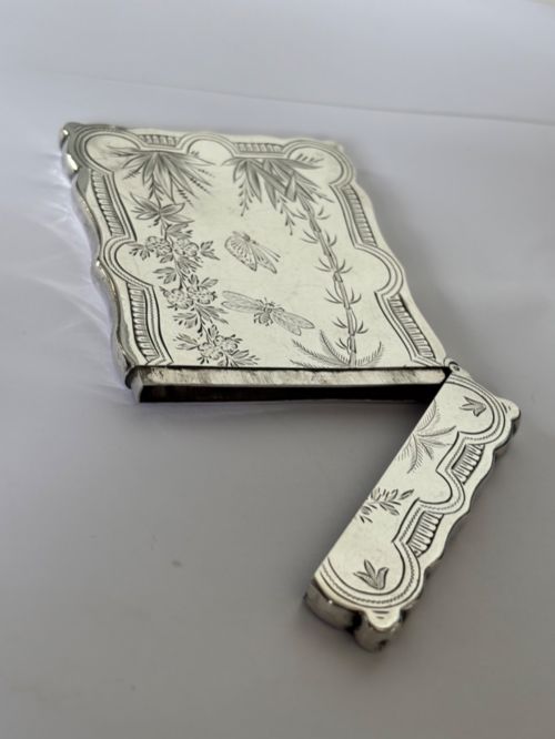 VICTORIAN AESTHETIC SILVER CALLING CARD CASE HILLIARD THOMASON 1882 - ADDITIONAL PHOTO 10