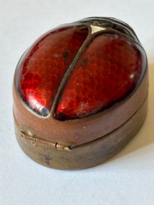 ANTIQUE 19TH CENTURY COPPER ENAMEL NOVELTY SNUFF BOX C1890 BEETLE LADYBIRD - ADDITIONAL PHOTO 1