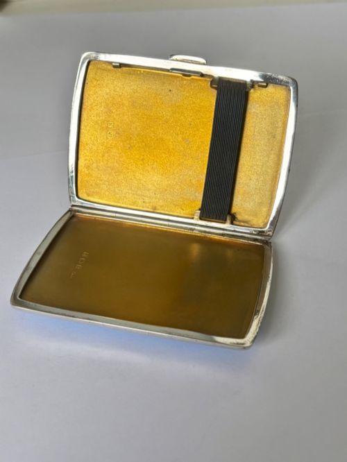 ART DECO SILVER BLUE ENAMEL SUNBURST CIGARETTE CASE DEAKIN FRANCIS 1937 - ADDITIONAL PHOTO 6