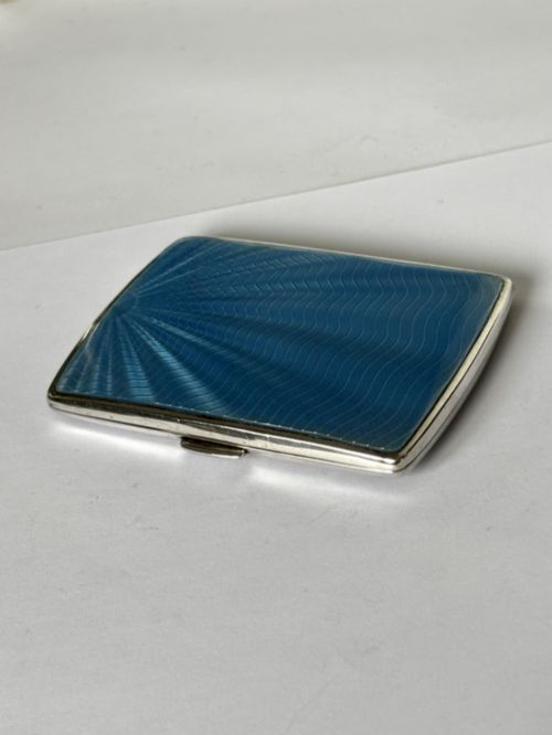ART DECO SILVER BLUE ENAMEL SUNBURST CIGARETTE CASE DEAKIN FRANCIS 1937 - ADDITIONAL PHOTO 8