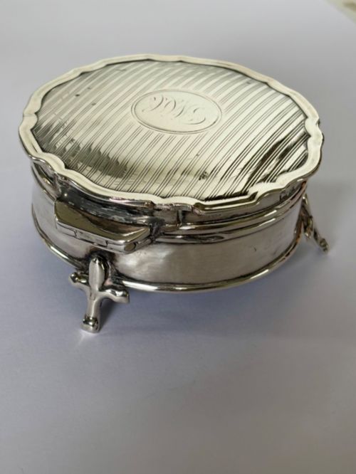 ANTIQUE GEORGE V SILVER DRESSING TABLE JEWELLERY RING TRINKET BOX BIRMINGHAM 1923 - ADDITIONAL PHOTO 6