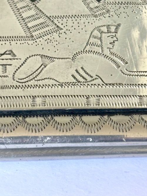 WWII POW NORTH AFRICA EGYPT ALUMINIUM CIGARETTE CASE MOSQUE SPHINX LILI MARLEEN - ADDITIONAL PHOTO 9