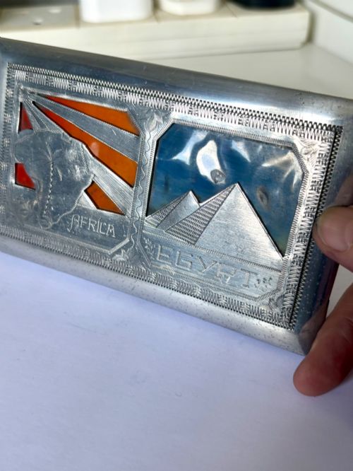 WWII POW NORTH AFRICA EGYPT ALUMINIUM CIGARETTE CASE MOSQUE SPHINX LILI MARLEEN - ADDITIONAL PHOTO 12