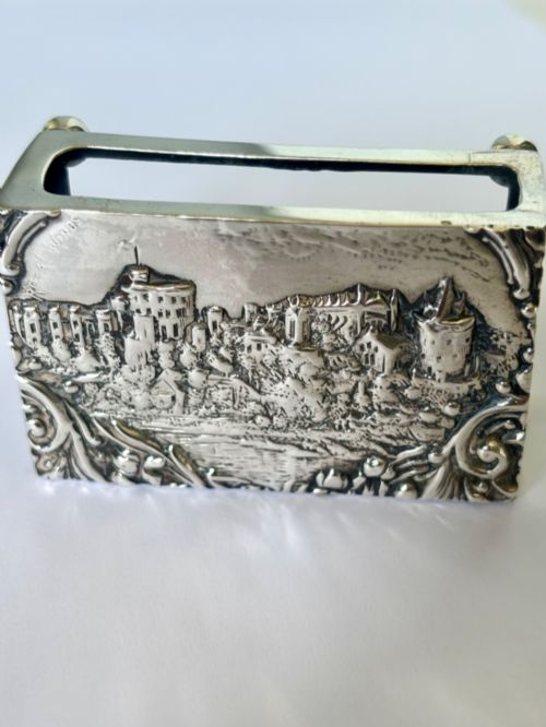 EDWARDIAN ANTIQUE SILVER CASTLE TOP MATCHBOX COVER ROYAL WINDSOR 1903