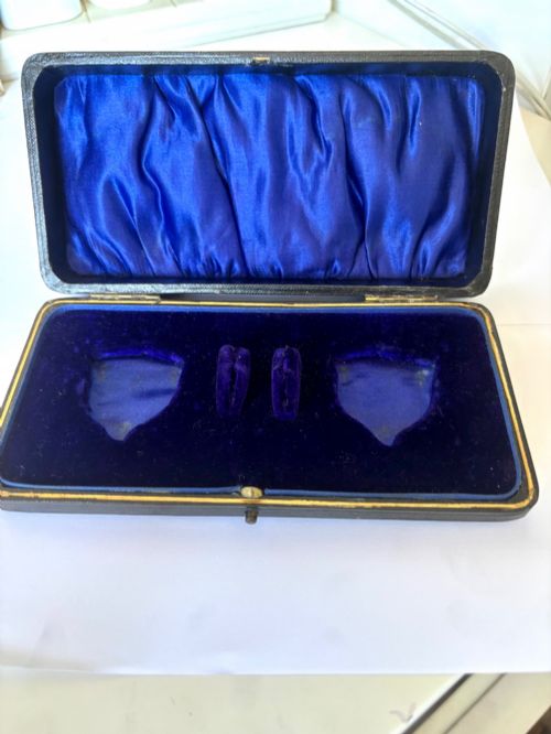 FULL SET EDWARDIAN SILVER SALTS SPOONS FITTED CASE 1904 WILLIAM HENRY LEATHER - ADDITIONAL PHOTO 9