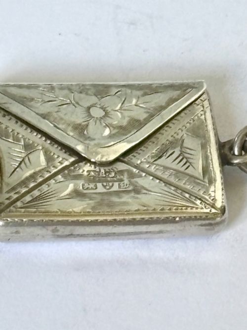 ANTIQUE EDWARDIAN SOLID SILVER ENVELOPE STAMP CASE CHESTER 1904 AE JENKINS - ADDITIONAL PHOTO 1