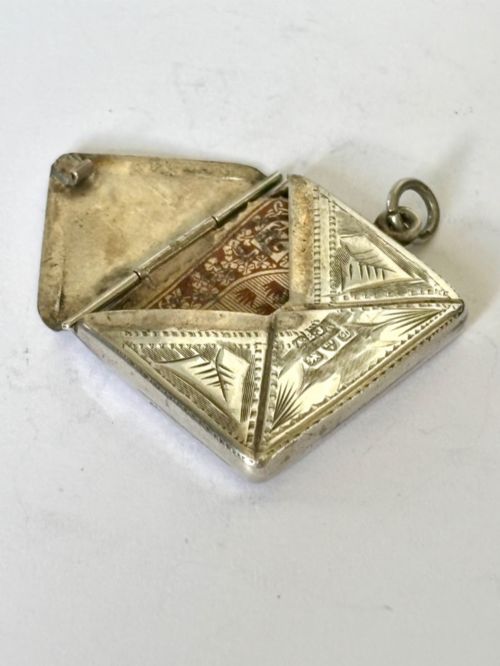 ANTIQUE EDWARDIAN SOLID SILVER ENVELOPE STAMP CASE CHESTER 1904 AE JENKINS - ADDITIONAL PHOTO 3