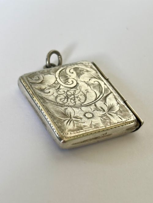 ANTIQUE EDWARDIAN SOLID SILVER ENVELOPE STAMP CASE CHESTER 1904 AE JENKINS - ADDITIONAL PHOTO 6