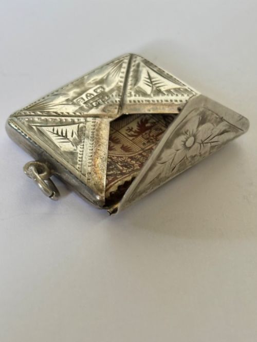 ANTIQUE EDWARDIAN SOLID SILVER ENVELOPE STAMP CASE CHESTER 1904 AE JENKINS - ADDITIONAL PHOTO 9
