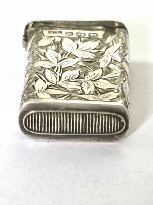VICTORIAN SILVER FLIP TOP VESTA CASE HENRY WILLIAMSON BIRMINGHAM 1886 - ADDITIONAL PHOTO 4