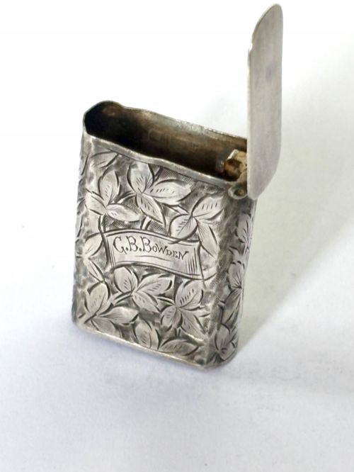 VICTORIAN SILVER FLIP TOP VESTA CASE HENRY WILLIAMSON BIRMINGHAM 1886 - ADDITIONAL PHOTO 6