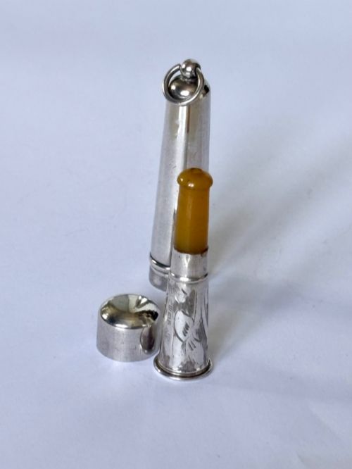 GEORGE V WWI STERLING SILVER CHEROOT HOLDER CASE BIRMINGHAM 1919 FRANCIS WEBB - ADDITIONAL PHOTO 1