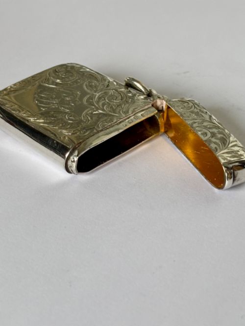 EDWARDIAN SILVER GILT VESTA CASE WILLIAM HAIR HASELER BIRMINGHAM 1903 - ADDITIONAL PHOTO 5