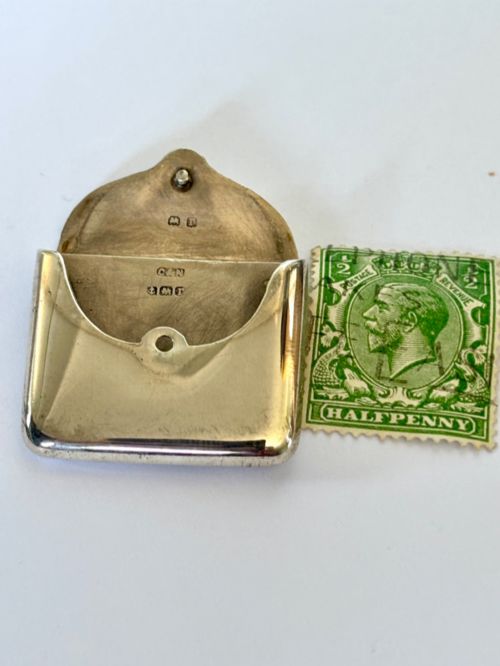 GEORGE V WWI SOLID SILVER ENVELOPE STAMP CASE 1916 CRISFORD NORRIS - ADDITIONAL PHOTO 5