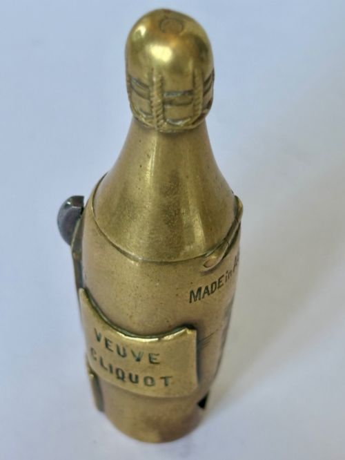 19THC AUSTRIAN NOVELTY BRASS CIGAR CUTTER VESTA CASE CHAMPAGNE VEUVE CLIQUOT - ADDITIONAL PHOTO 7