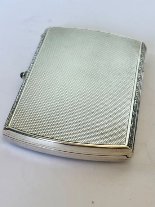 ANTIQUE SILVER GILT GUILLOCHE ENAMEL CIGARETTE CHEROOT CASE CORN FLOWERS 1905 - ADDITIONAL PHOTO 5