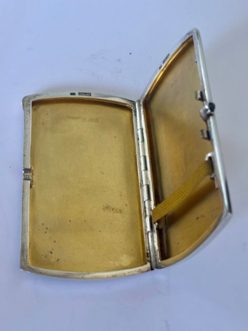 ANTIQUE SILVER GILT GUILLOCHE ENAMEL CIGARETTE CHEROOT CASE CORN FLOWERS 1905 - ADDITIONAL PHOTO 8