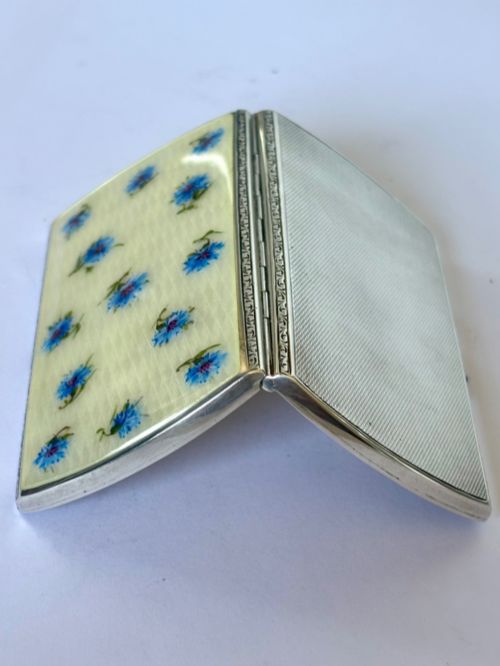 ANTIQUE SILVER GILT GUILLOCHE ENAMEL CIGARETTE CHEROOT CASE CORN FLOWERS 1905 - ADDITIONAL PHOTO 9