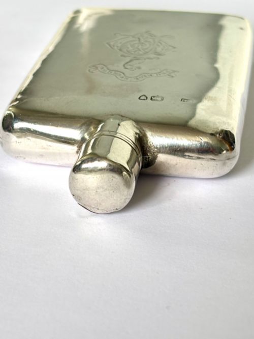 SAMPSON MORDAN VICTORIAN HIP FLASK LONDON 1884 SMALL REPAIRS - ADDITIONAL PHOTO 4