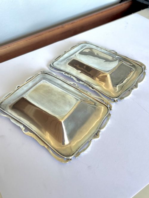 EDWARDIAN PAIR ART NOUVEAU SILVER TRINKET PIN DISHES 1905 HENRY MATTHEWS 203G - ADDITIONAL PHOTO 7