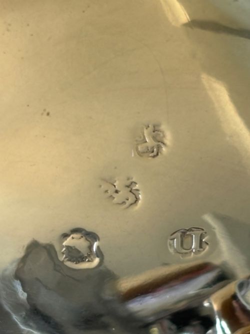 18THC GEORGE II PAIR SILVER SALTS BLUE GLASS LINER LONDON 17556 DAVID HENNELL I - ADDITIONAL PHOTO 10