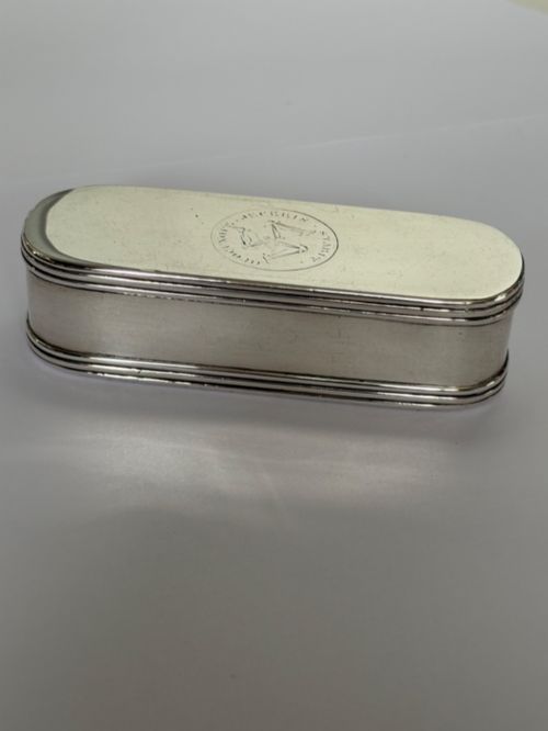 GEORGE III SILVER GILT SNUFF BOX CORNELIUS BLAND LONDON 1795 ISLE OF MAN CREST MANX