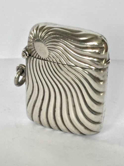 Edwardian Silver Sunburst Vesta Case Robert Chandler Birmingham 1903