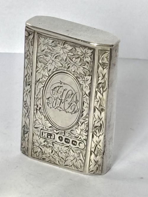 Victorian Silver Flip Top Vesta Case Howard James  Birmingham 1885