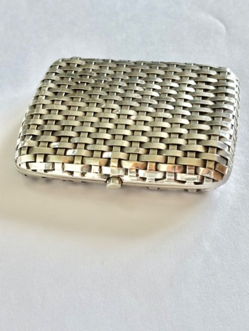 Early 20th Century .935 Silver Basket Weave Design Cigarette Case Fritz Bemberg 1905