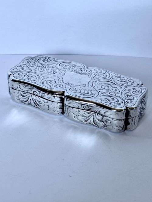 Early Victorian Silver Gilt Snuff Box Nathaniel Mills Birmingham 1842