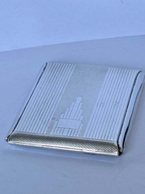 Art Deco Sterling Silver Gilt Compact Birmingham 1951 Deakin & Francis