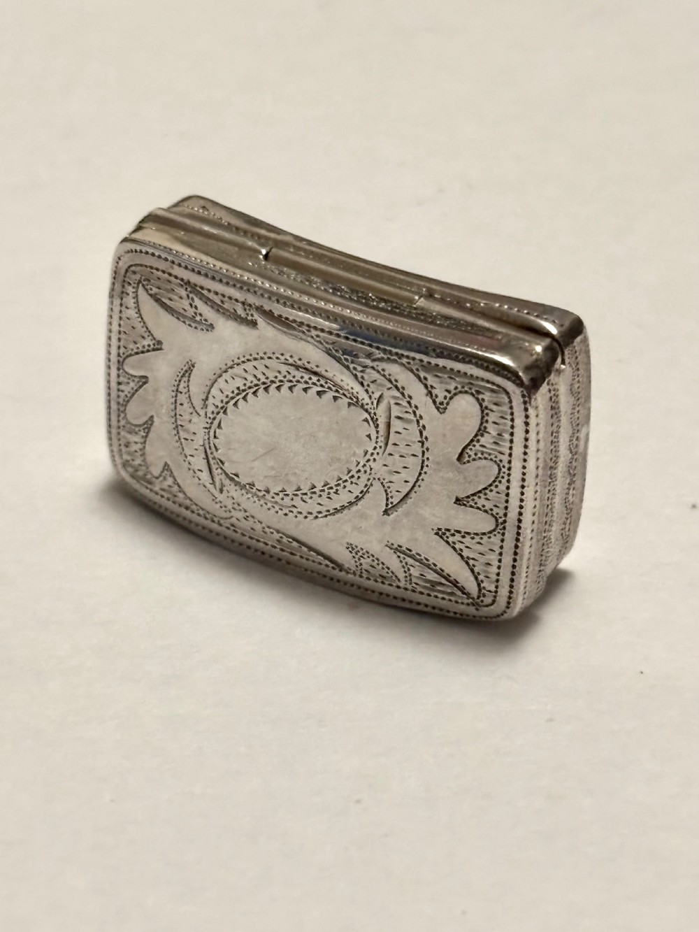 George III Curved Silver Gilt Vinaigrette Birmingham 1808 Wardell & Kempson View III