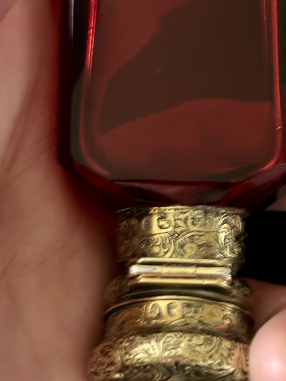 Victorian Sampson Mordan Silver Gilt Ruby Glass Scent Bottle & Vinaigrette 1878 View XV