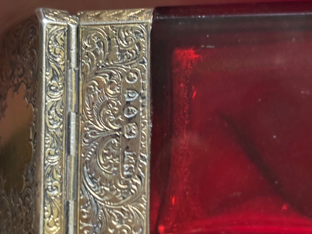 Victorian Sampson Mordan Silver Gilt Ruby Glass Scent Bottle & Vinaigrette 1878 View XVII